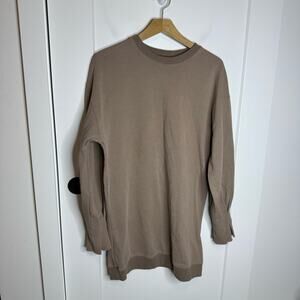 L’Academie Tan Sweatshirt Tunic Mini Dress Relaxed Blouson Size Large